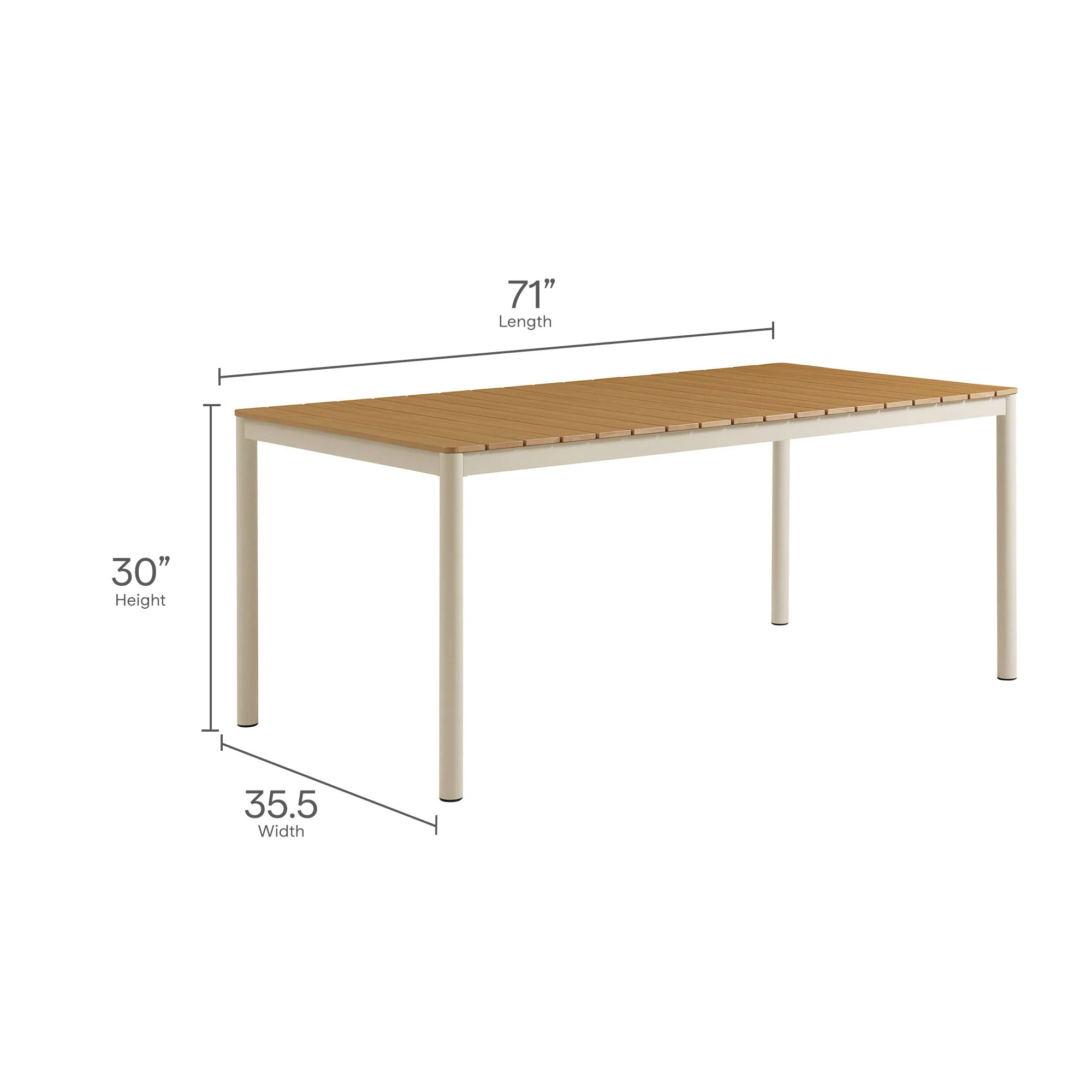 Finn 71" Outdoor Patio Aluminum Dining Table with Faux Wood Top by Modway - Image 3