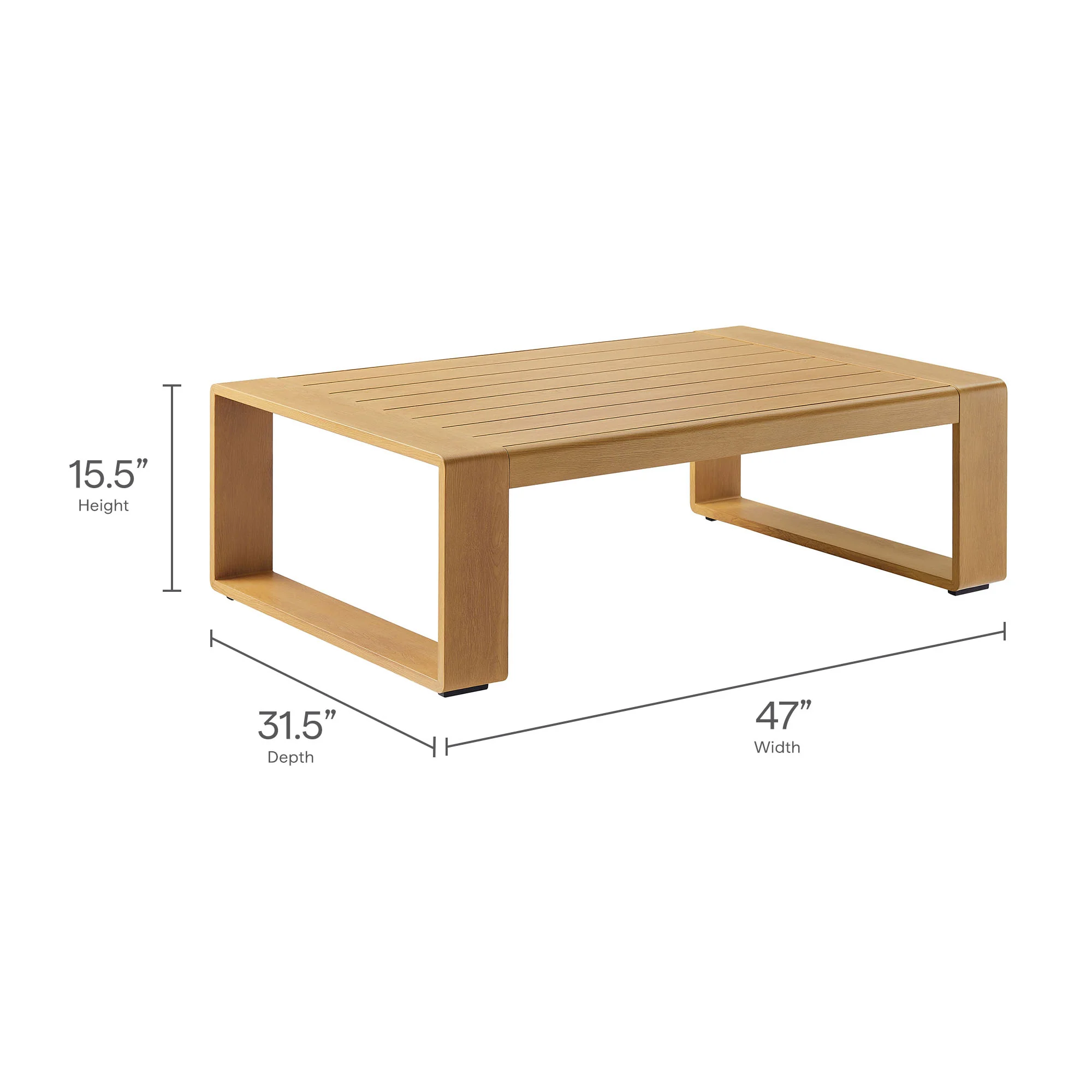 Lirienne Outdoor Patio Aluminum Faux Wood Coffee Table by Modway - Image 3